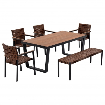 TEXAS set de mobilier de sufragerie cu masă solidă